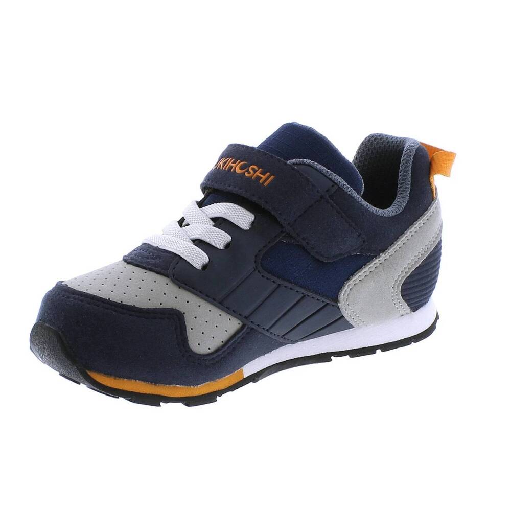 NEW TSUKIHOSHI boys racer sneakers in navy/orange
